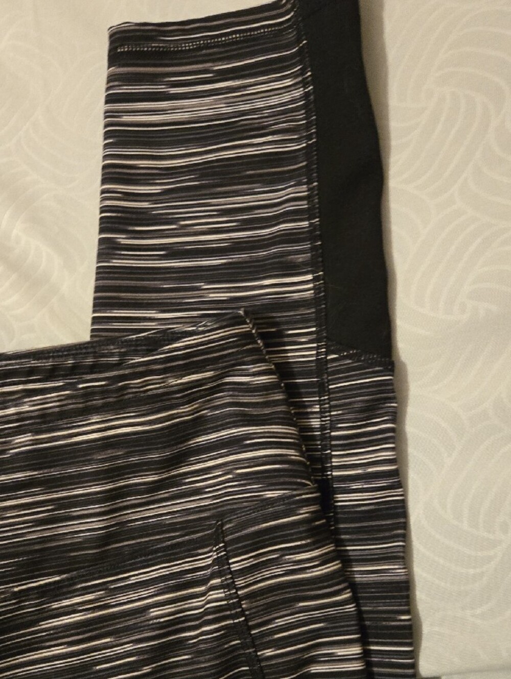 Talbots Black & Gray Striped Active Leggings, XL - Picture 3 of 4